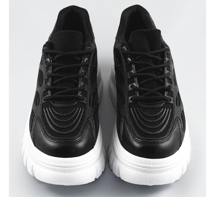 Čierne dámske športové topánky na platforme (S222)