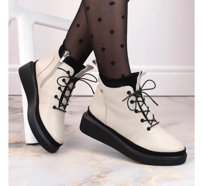 Filippo zateplené kožené topánky na platforme W PAW482 beige Filippo zateplené kožené topánky na platforme W PAW482 beige