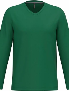 Kariban K 358 Pánske tričko s výstrihom do V a dlhými rukávmi 20.K358 kelly green