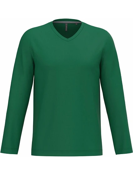 Kariban K 358 Pánske tričko s výstrihom do V a dlhými rukávmi 20.K358 kelly green