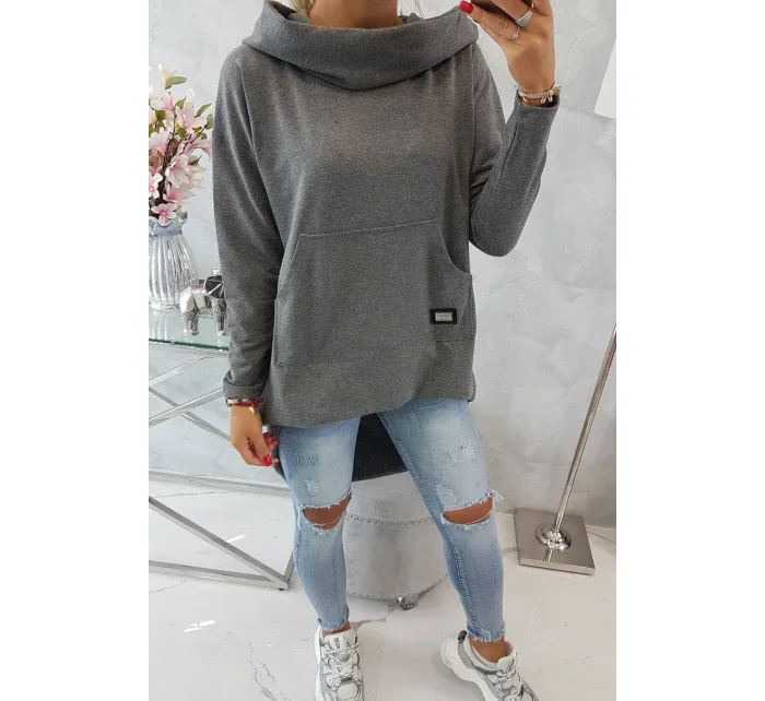 Mikina s kapucňou s dlhým chrbtom v grafitovej farbe
