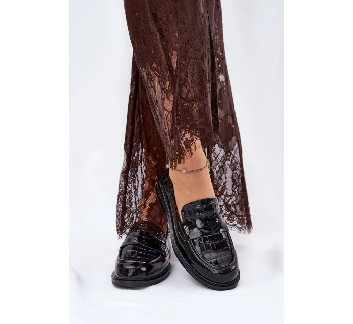 Lakierowane Skórzane Mokasyny Damskie Vinceza 91125 Czarne