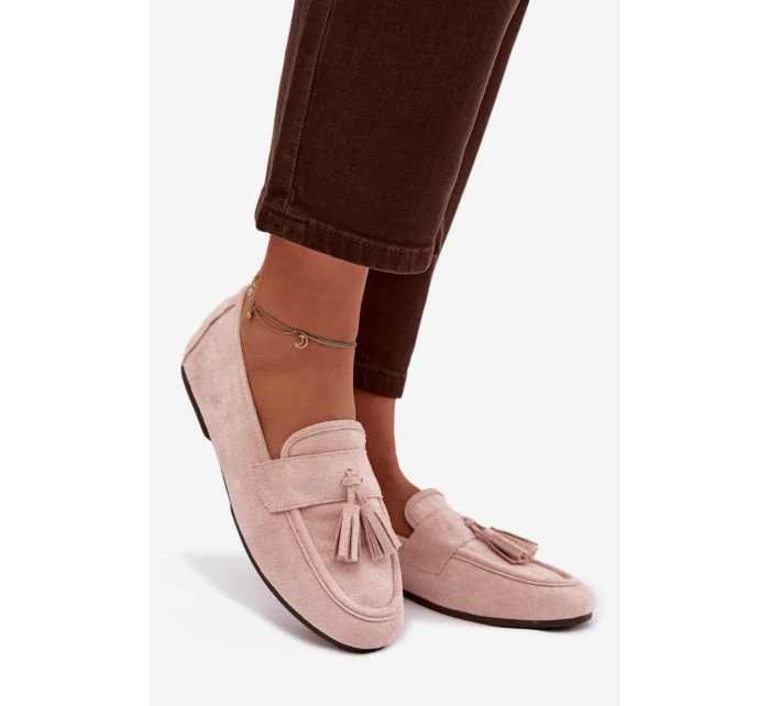 Dámské mokasíny ploché s třásněmi světle růžové Marilisse