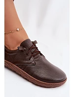 Kožené dámské polobotky Barefoot model 22074657 Čokoládové - Zazoo