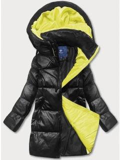 Dámska bunda voľného strihu v čierno-žltej farbe (ag6-21)