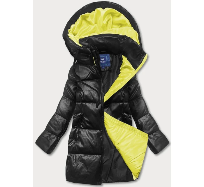 Dámska bunda voľného strihu v čierno-žltej farbe (ag6-21) Dámska bunda voľného strihu v čierno-žltej farbe (ag6-21)