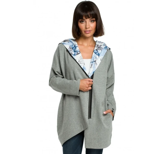 B091 Mikina s kapucňou Oversized na zips - čierna