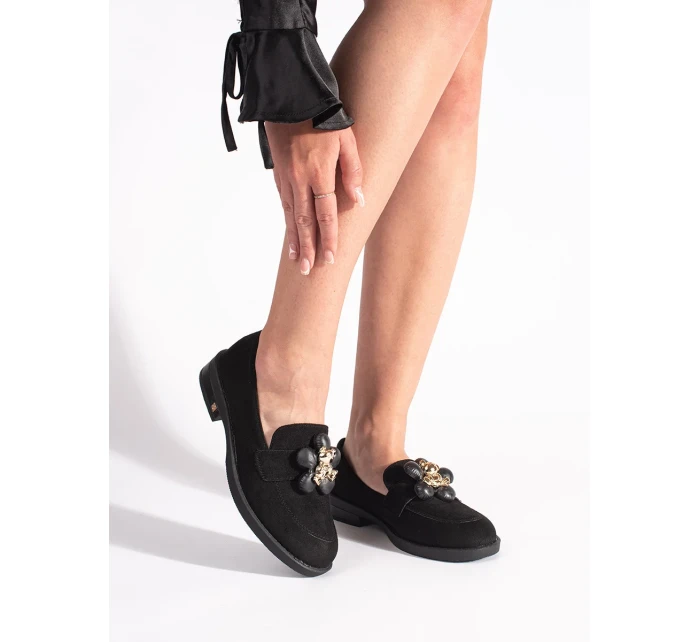 Pohodlné mokasíny černé dámské na plochém podpatku Pohodlné mokasíny černé dámské na plochém podpatku