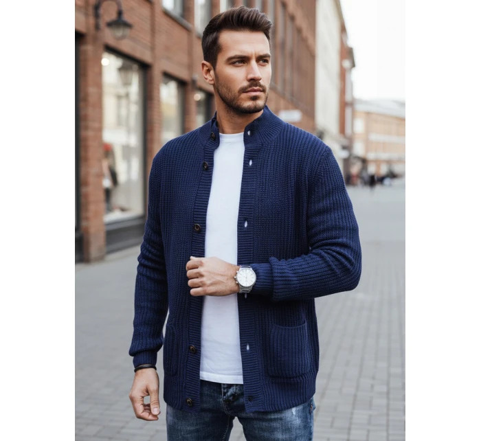 Pánsky tmavomodrý sveter FashionStreet WX2346 Pánsky tmavomodrý sveter FashionStreet WX2346