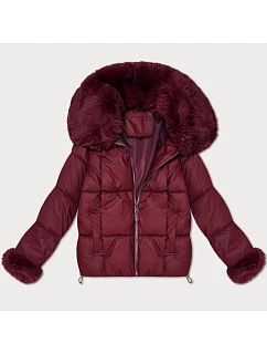 Péřová dámská bunda ve vínové barvě s límcem model 22553149 - S'WEST