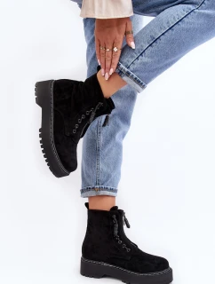 Zamszové Trapery Botky Dámské Na  Se Černé model 21640431 - Boto