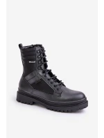 Skórzane Trapery Botki Męskie Ocieplane Big Star OO174164 Czarne Skórzane Trapery Botki Męskie Ocieplane Big Star OO174164 Czarne