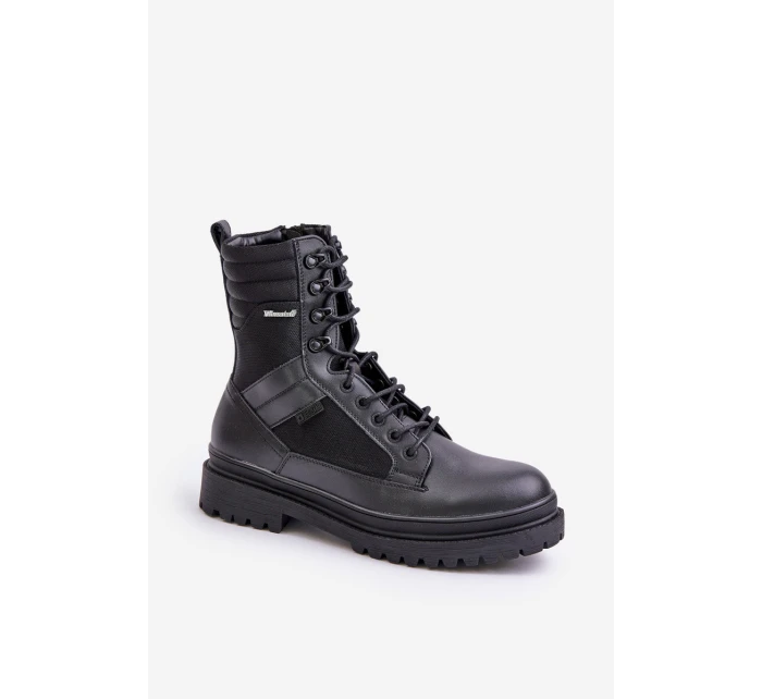 Skórzane Trapery Botki Męskie Ocieplane Big Star OO174164 Czarne Skórzane Trapery Botki Męskie Ocieplane Big Star OO174164 Czarne