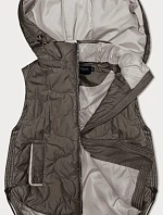 Krátka bunda bez rukávov BH Forever v khaki farbe s odnímateľnou kapucňou (BH-2414)