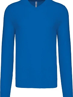 Kariban K 965 Pánsky sveter s výstrihom do V 20.K965 svetlo kráľovská modrá