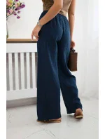 Mušelínové nohavice so širokými nohavicami námornícka modrá Mušelínové nohavice so širokými nohavicami námornícka modrá
