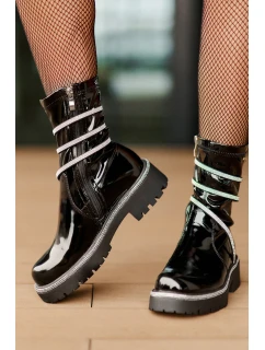 Lakované Kotníkové Boty Se Černé model 21675942 - Boto