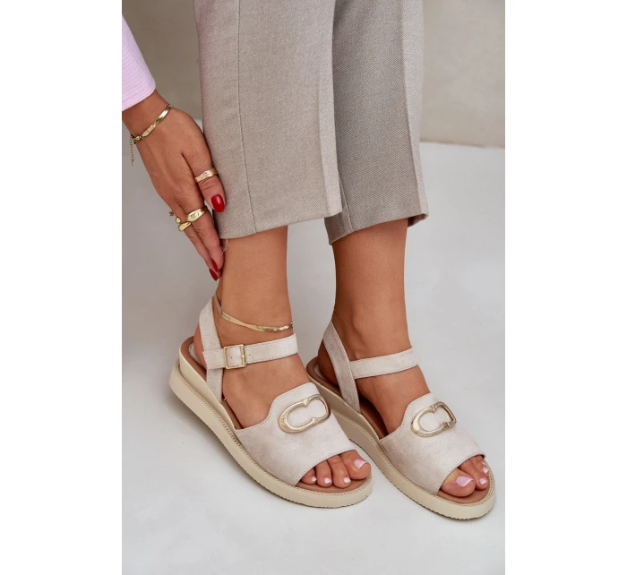 Dámské Sandály Na Klínu S Ozdobou Béžové model 21685257 - Boto