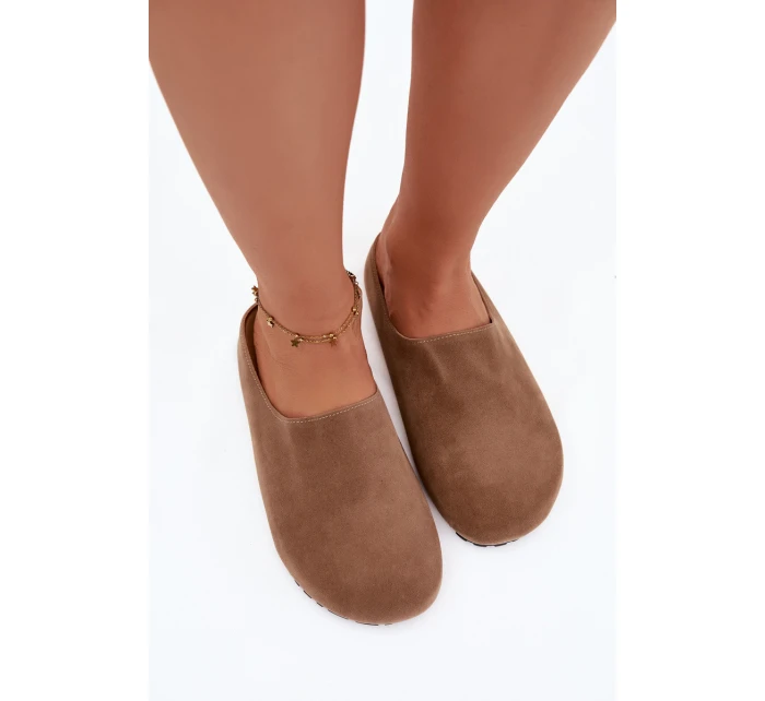 Dámské pantofle z eko semiše Khaki Kalvess