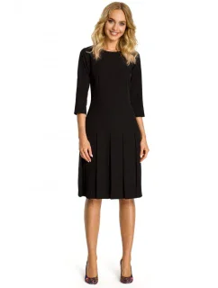 Šaty se pasem a záhyby černé model 18001700 - Moe