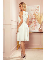 Šifónové šaty s viazaním Numoco ALIZEE - biela ecru