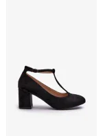 Čierne semišové lodičky na podpätku Raniyah Eco