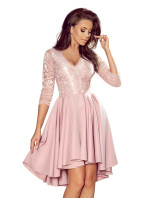 Numoco NICOLLE šaty s čipkovaným výstrihom - ružové