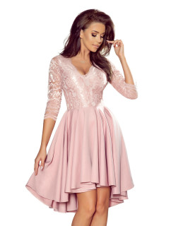 Numoco NICOLLE šaty s čipkovaným výstrihom - ružové