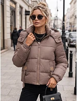 Dámska zimná prešívaná bunda s kapucňou, béžová, FashionStreet TY5748 Dámska zimná prešívaná bunda s kapucňou, béžová, FashionStreet TY5748