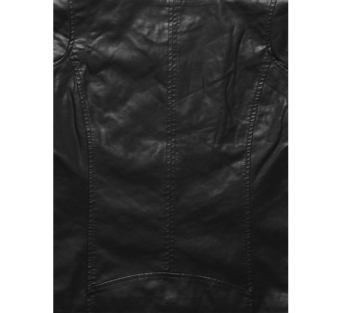 Čierna dámska koženková bunda (TD813)