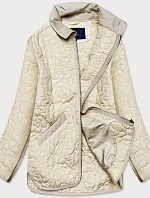 Tenká dámska bunda v krémovej farbe s ozdobným prešívaním (JIN226)