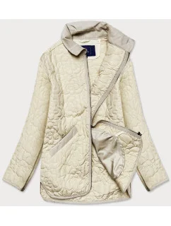 Tenká dámska bunda v krémovej farbe s ozdobným prešívaním (JIN226)