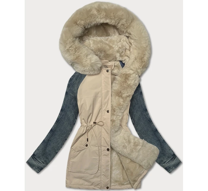 modrá dámská bunda parka s rukávy model 21248845 - WAY MODE