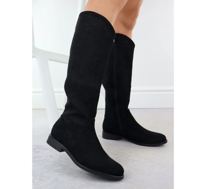 Černé ažurové dámské boty model 22052334 - S.Barski