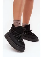 Śniegowce Damskie Na Platformie Z Futerkiem Typu Baranek Big Star SS274109 Czarne