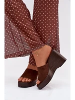 Ženské pantofle na platformě čokoládové Ravelia Ženské pantofle na platformě čokoládové Ravelia