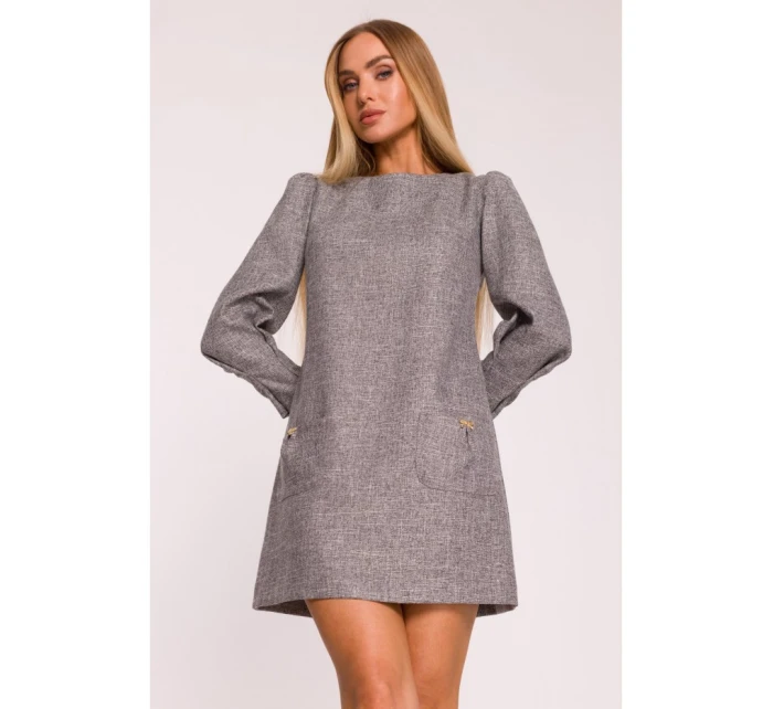 M870 Tvídové mini šaty - grafitové M870 Tvídové mini šaty - grafitové