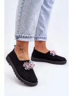 Dámske tenisky Slip-on s kameňmi Black Simple