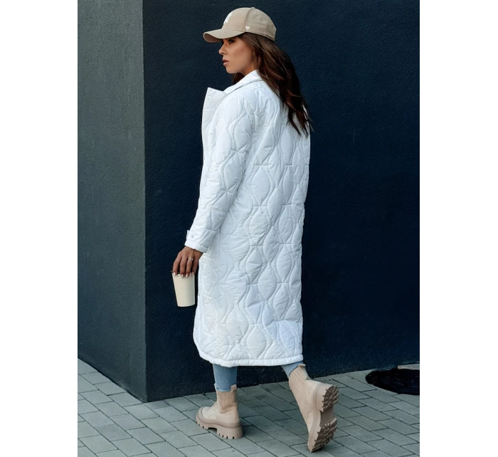 Dámský prošívaný dlouhý kabát bílý Dstreet model 21978774 - FashionStreet