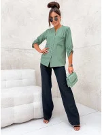 Košilová halenka v khaki barvě se stojáčkem model 19764080 - Moon