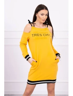 Šaty Tres Chic v horčicovej farbe
