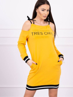 Šaty Tres Chic v horčicovej farbe