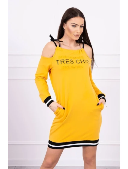Šaty Tres Chic v horčicovej farbe