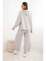 Dámská souprava s širokými nohavicemi a mikinou na zip šedá Dámská souprava s širokými nohavicemi a mikinou na zip šedá