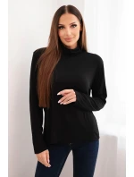 Dámská viskózová blůza s rolákem a dlouhým rukávem černá