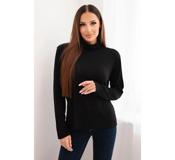 Dámská viskózová blůza s rolákem a dlouhým rukávem černá