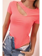 Dámske bavlnené body s výstrihom do V a volánom Fango