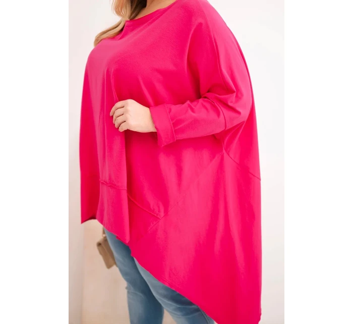 Dámska mikina s kapucňou Plus Size s fuchsiovou potlačou