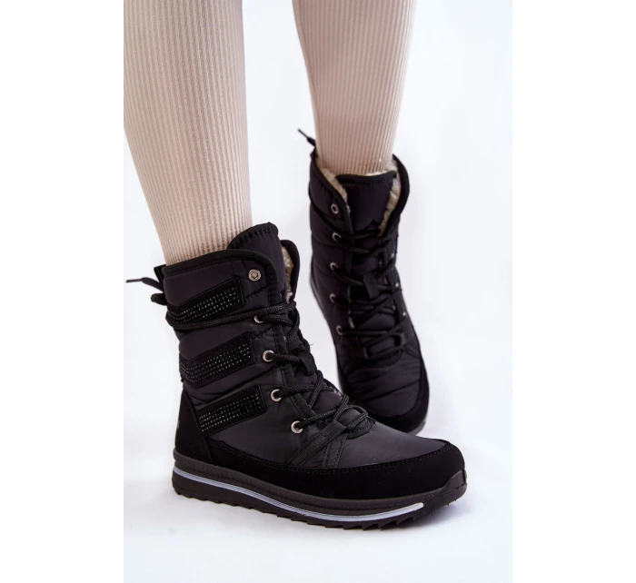 Dámské šněrovací boty do sněhu Progress model 21602444 Černé - Boto Dámské šněrovací boty do sněhu Progress model 21602444 Černé - Boto
