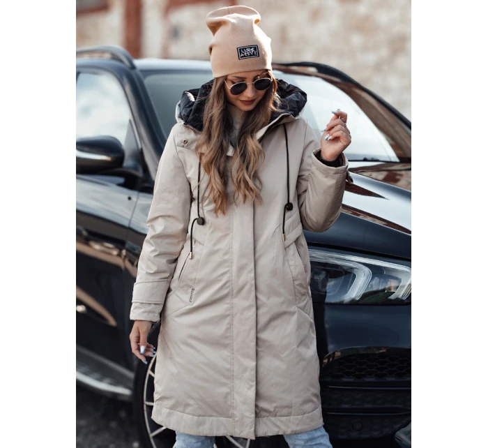 Dámska zimná bunda ELEGANTI dlhá s kapucňou svetlo šedá FashionStreet TY4657